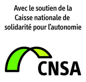 Logo de la CNSA avec l'inscription : "Avec le soutien de la caisse nationale sociale pour l'autonomie"